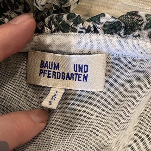 Baum Und Pferdgarten Judith Smocked Floral Midi Dress Green Peasant Boho Small - Picture 11 of 11